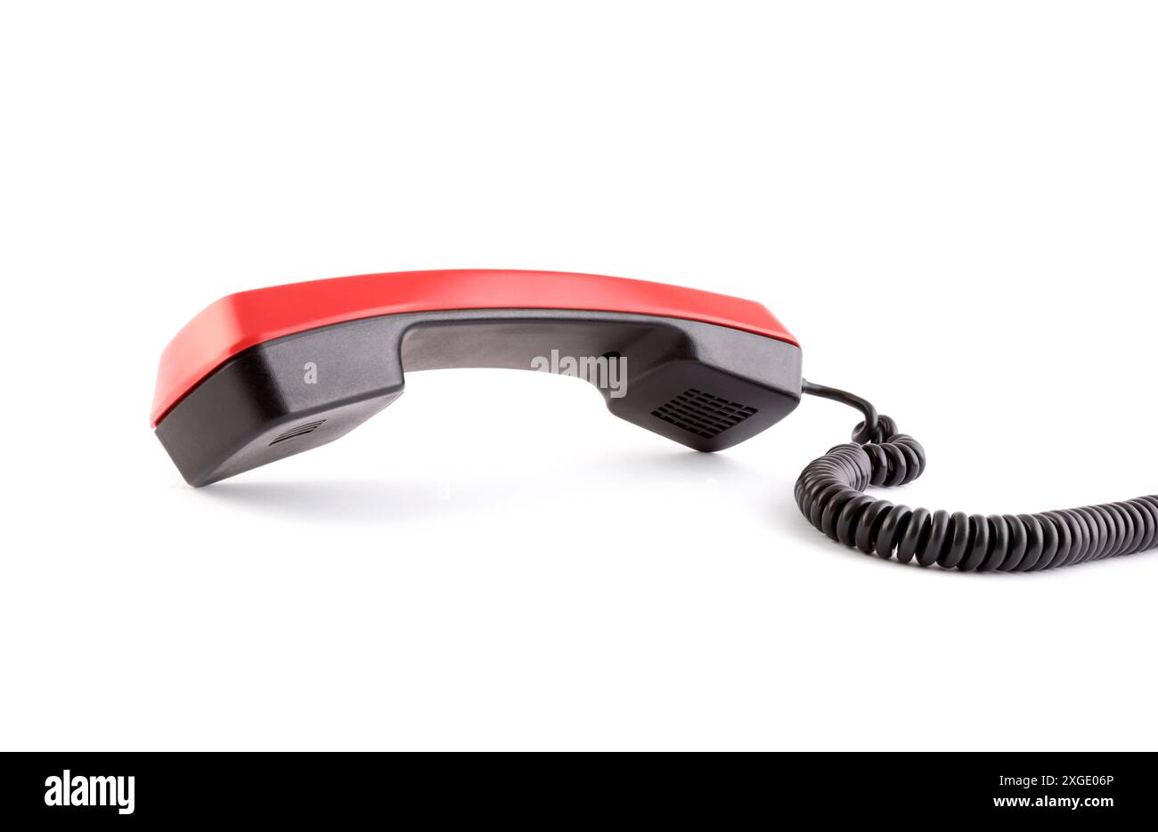 Retrò ricevitore telefono isolato su sfondo bianco Foto Stock