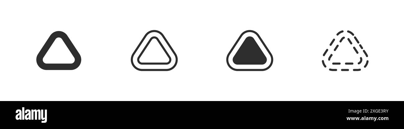 Set di vettori triangolari segnaletici. Schema triangolare segnaletica stradale. Segni di pericolo per la costruzione. Raccolta di triangoli su sfondo bianco. Illustrazione Vettoriale