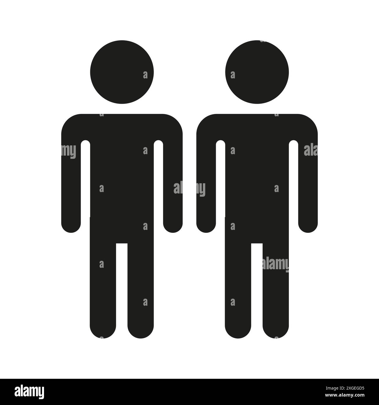 Icona due persone. Simbolo di silhouette nero. Semplice illustrazione vettoriale. Figure in piedi. Illustrazione Vettoriale