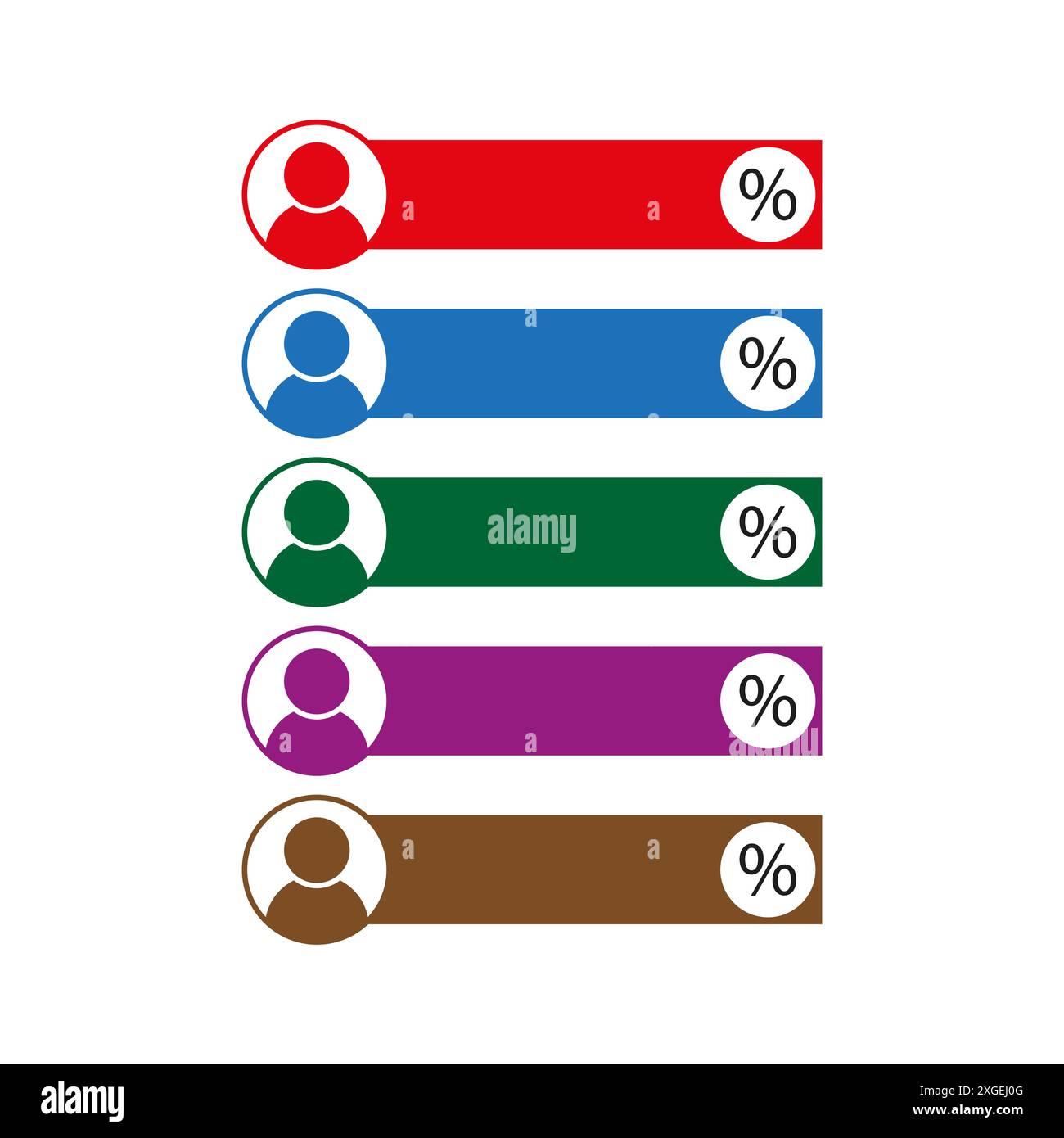 Barre del profilo utente. Simboli di percentuale. Elementi di design colorati. Illustrazione vettoriale. Illustrazione Vettoriale