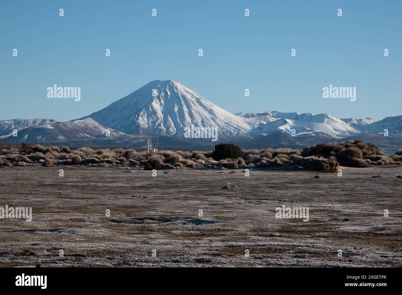 Il Monte Ngauruhoe è coperto di neve a Ruapehu, nuova Zelanda Foto Stock