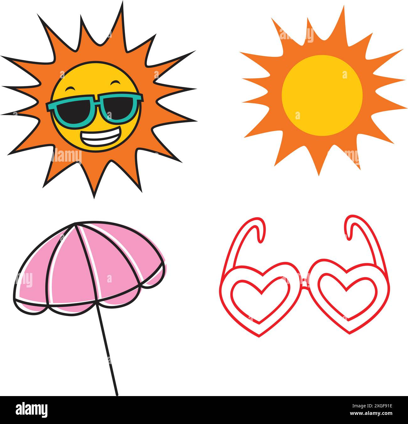 set di elementi vettoriali per le vacanze estive Illustrazione Vettoriale