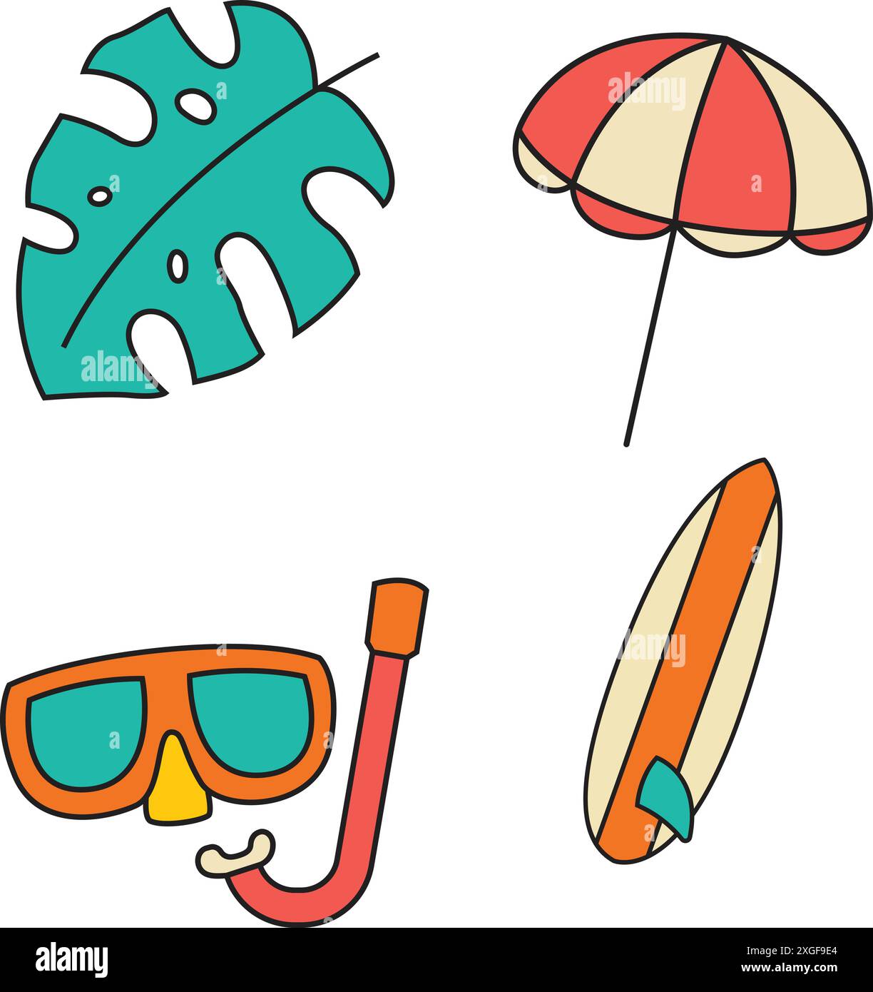 set di elementi vettoriali per le vacanze estive Illustrazione Vettoriale