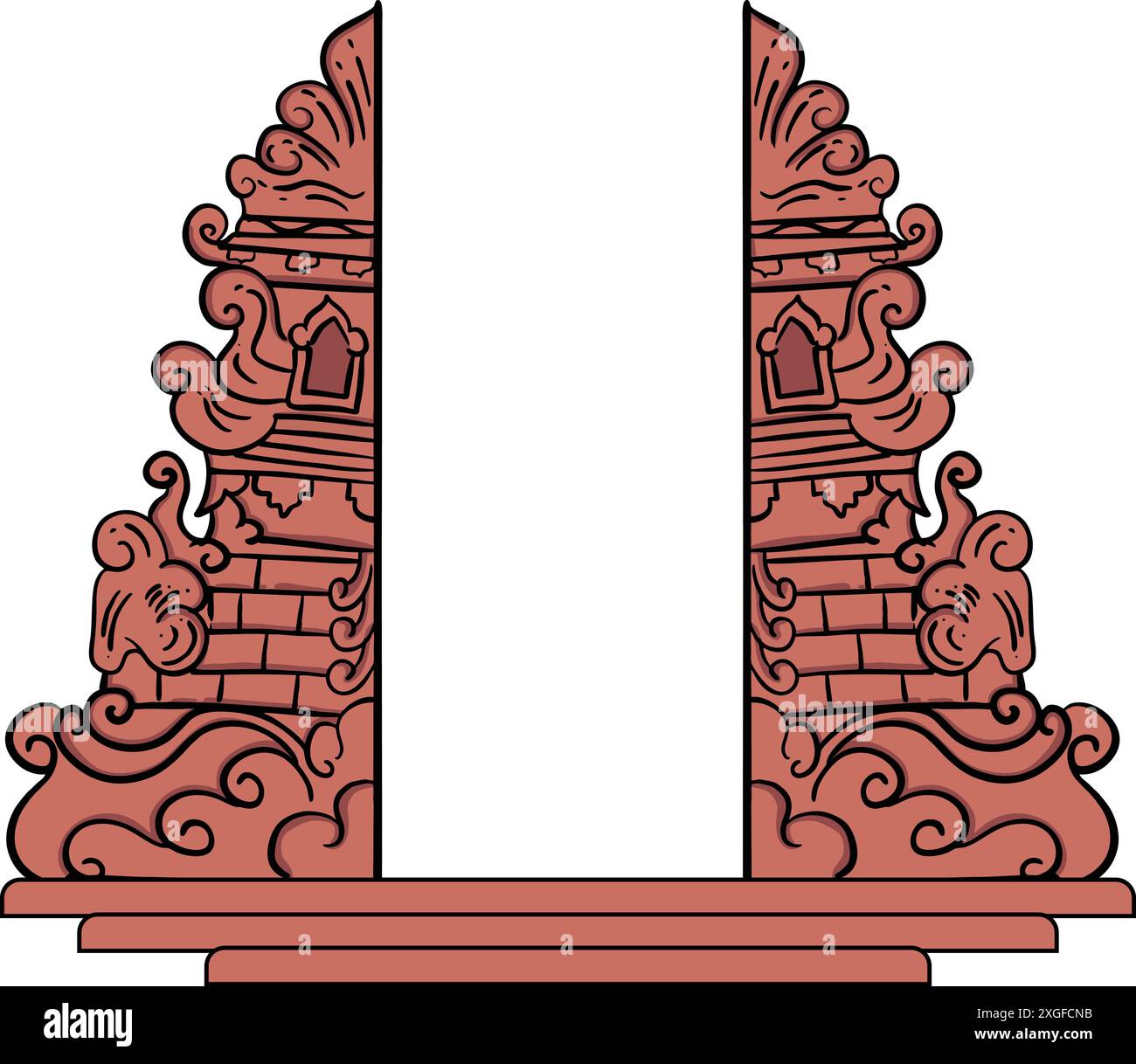 Illustrazione della porta Balinese o dell'edificio gapura Illustrazione Vettoriale