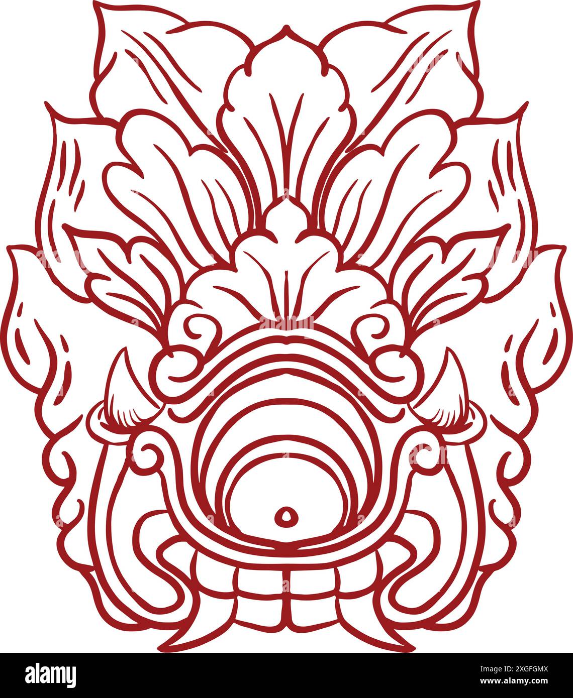 Maschera balinese, barong, boma, perdita Karang mata balinese un ornamento maschera occhio Illustrazione Vettoriale