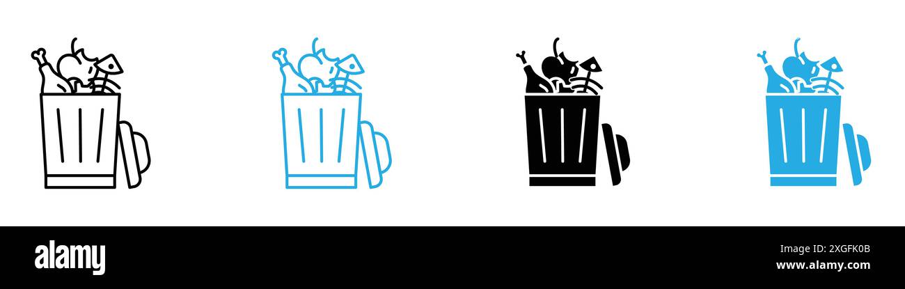 Raccolta del logo vettoriale dell'icona dei rifiuti alimentari per l'interfaccia utente dell'app Web Illustrazione Vettoriale
