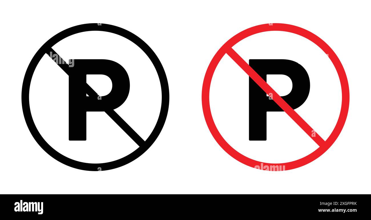 Nessuna raccolta di logo vettoriale del segnale di parcheggio per l'interfaccia utente dell'app Web Illustrazione Vettoriale