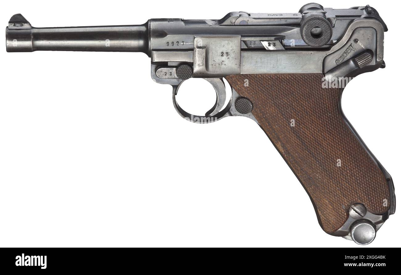 Armi leggere, pistole, Luger Pistol 08 Parabellum, prodotto da Mauser, calibro 9 mm, RILASCIATO IN PROPRIETÀ | SOLO PER USO EDITORIALE Foto Stock