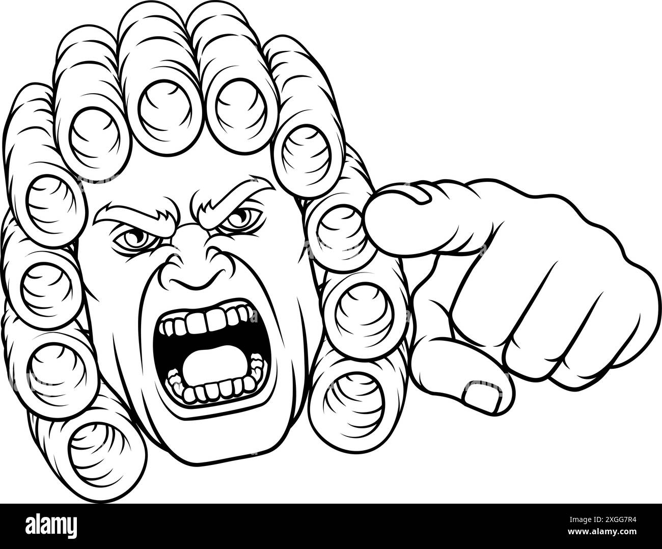 Angry Judge indica il personaggio di Cartoon Illustrazione Vettoriale