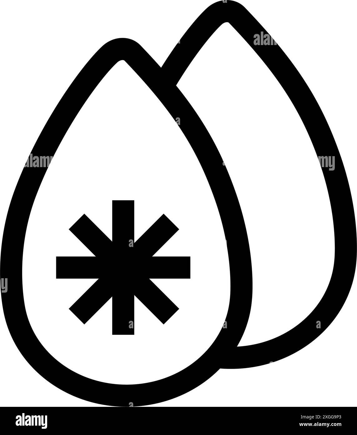 Acqua congelata o goccia d'acqua con l'icona della linea colorata del fiocco di neve. Nessun contorno vettoriale Frost Illustrazione Vettoriale