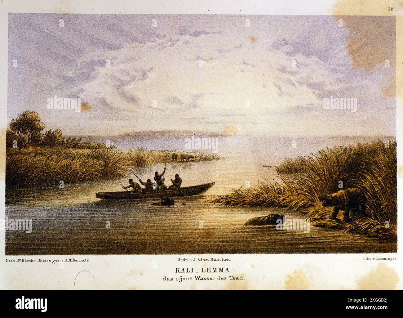 Geografia / viaggio, Ciad, paesaggi, Lago Ciad, basato su disegno di Johann Martin Bernatz, ULTERIORI-DIRITTI-CLEARANCE-INFO-NOT-AVAILABLE Foto Stock