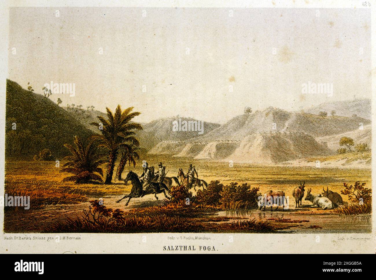 Geografia / viaggi, Africa, paesaggi, salina di Foga, su disegno di Johann Martin Bernatz, ULTERIORI-DIRITTI-CLEARANCE-INFO-NON-DISPONIBILI Foto Stock