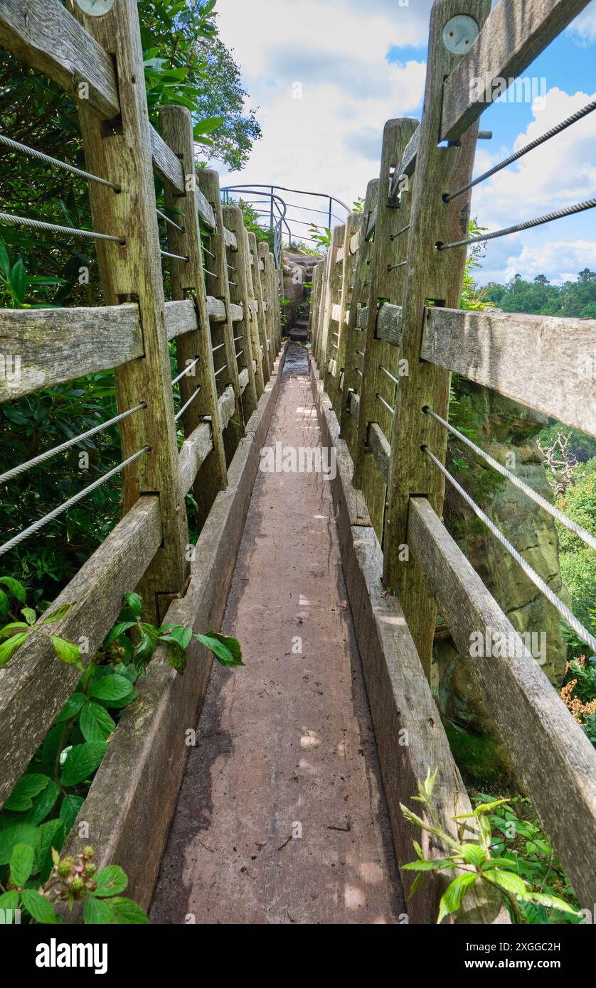 Il Ponte Svizzero a Hawkstone Follies, Hawkstone Park, Weston-under-Redcastle, Shrewsbury, Shropshire Foto Stock