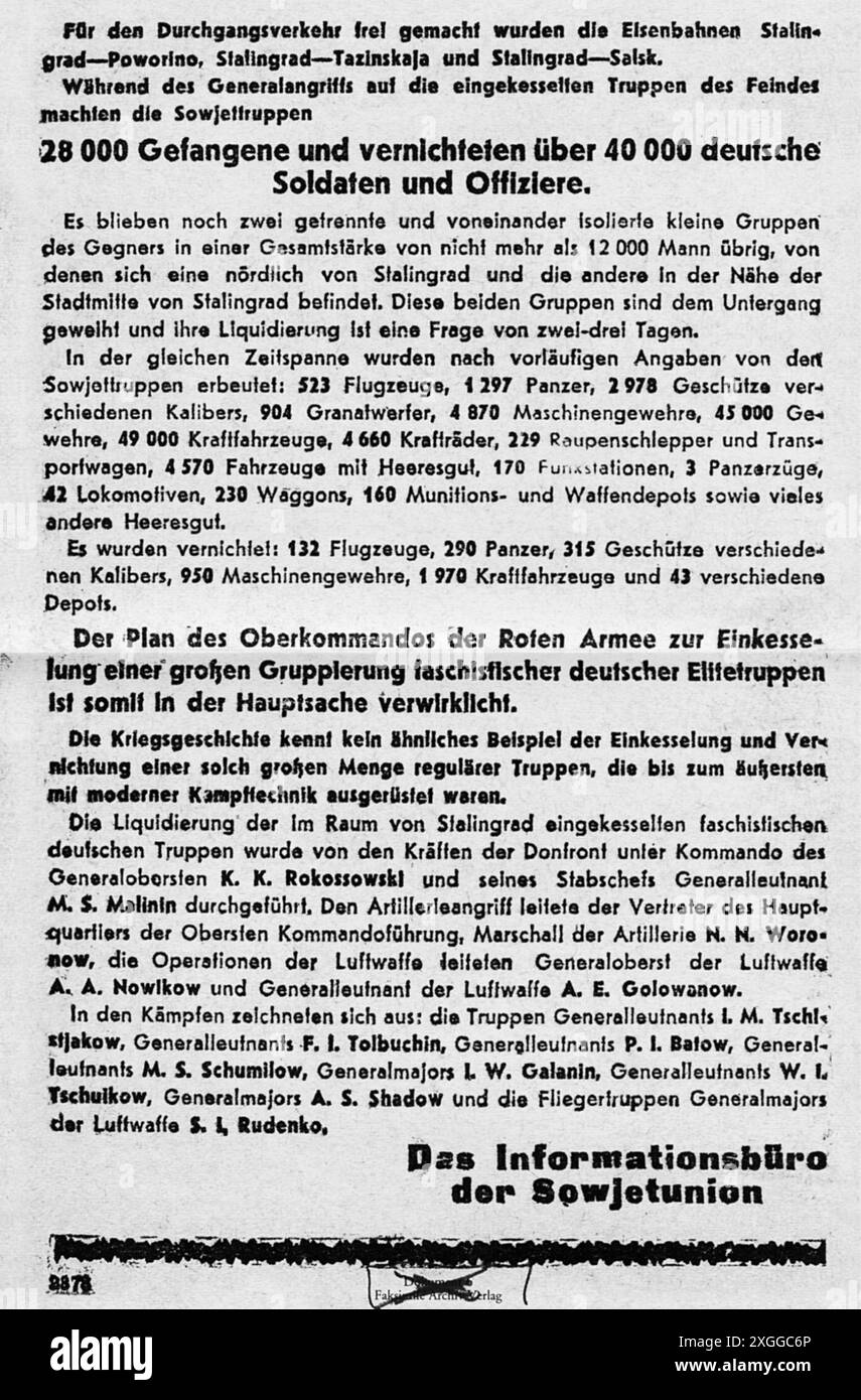 Seconda guerra mondiale / seconda guerra mondiale, Russia, Battaglia di Stalingrado, 23.8.1942 - 2,2.1943, propaganda, SOLO PER USO EDITORIALE Foto Stock