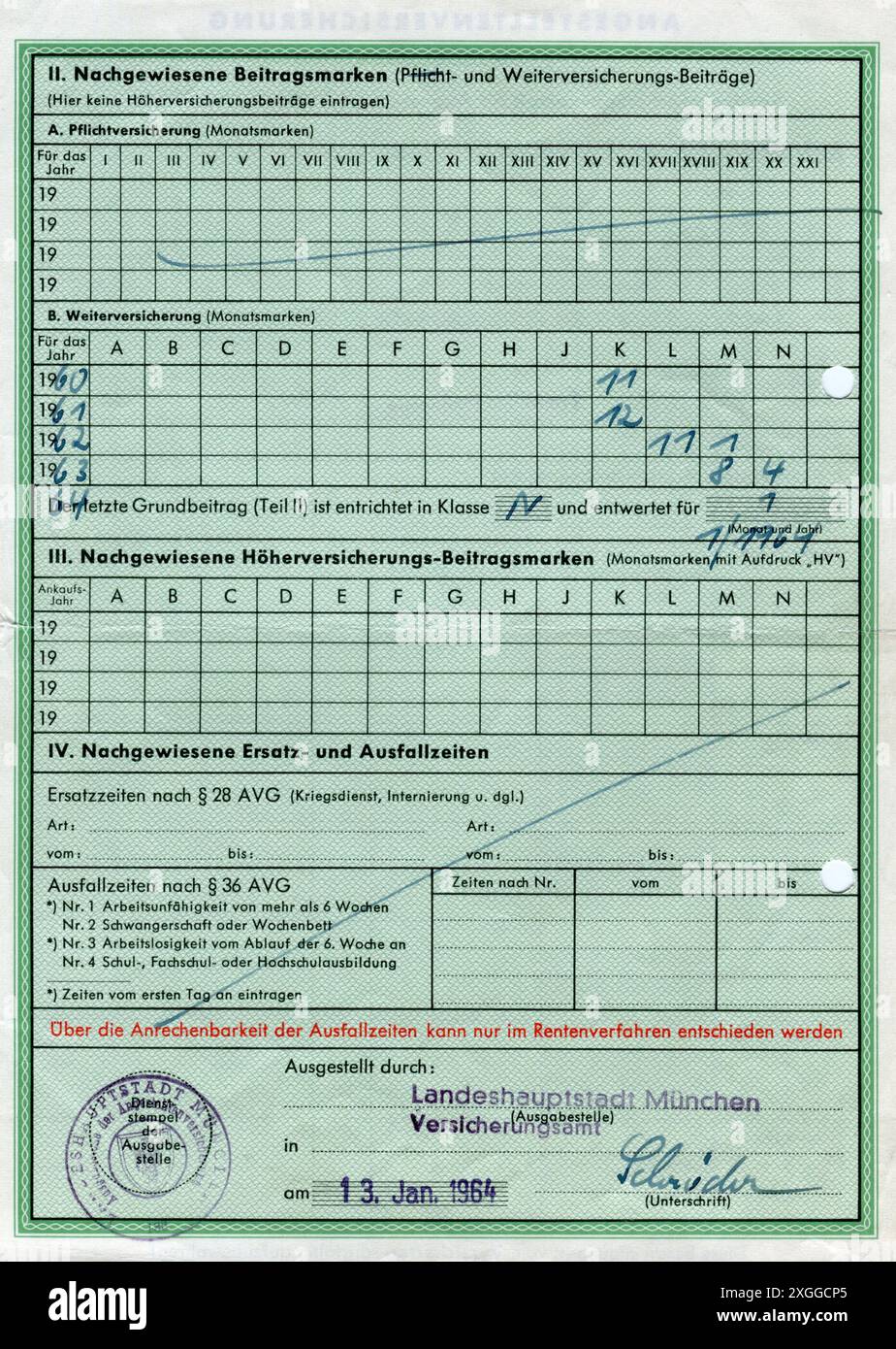 Politica, politica sociale, fondo di assicurazione pensioni, documenti, AUTORIZZAZIONE-SUPPLEMENTARE-INFO-NON-DISPONIBILI Foto Stock