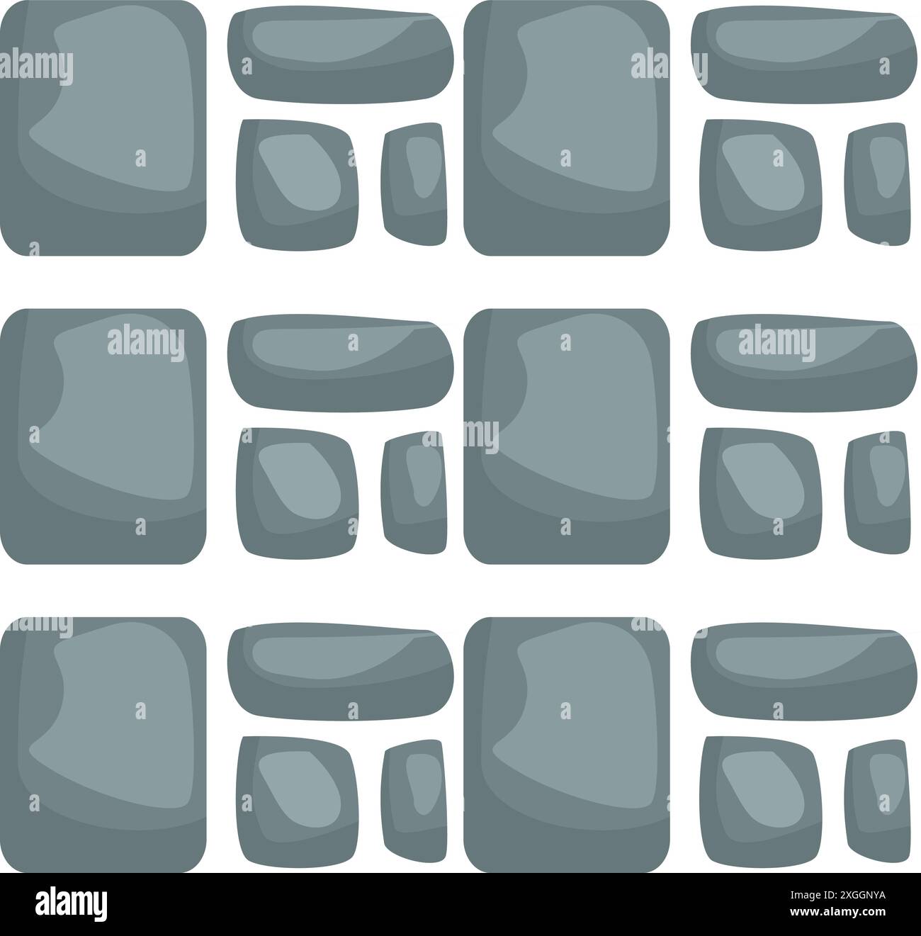 Struttura in pietra senza cuciture che si ripete con pietre quadrate e oblunghe per la creazione di interfacce utente di gioco Illustrazione Vettoriale