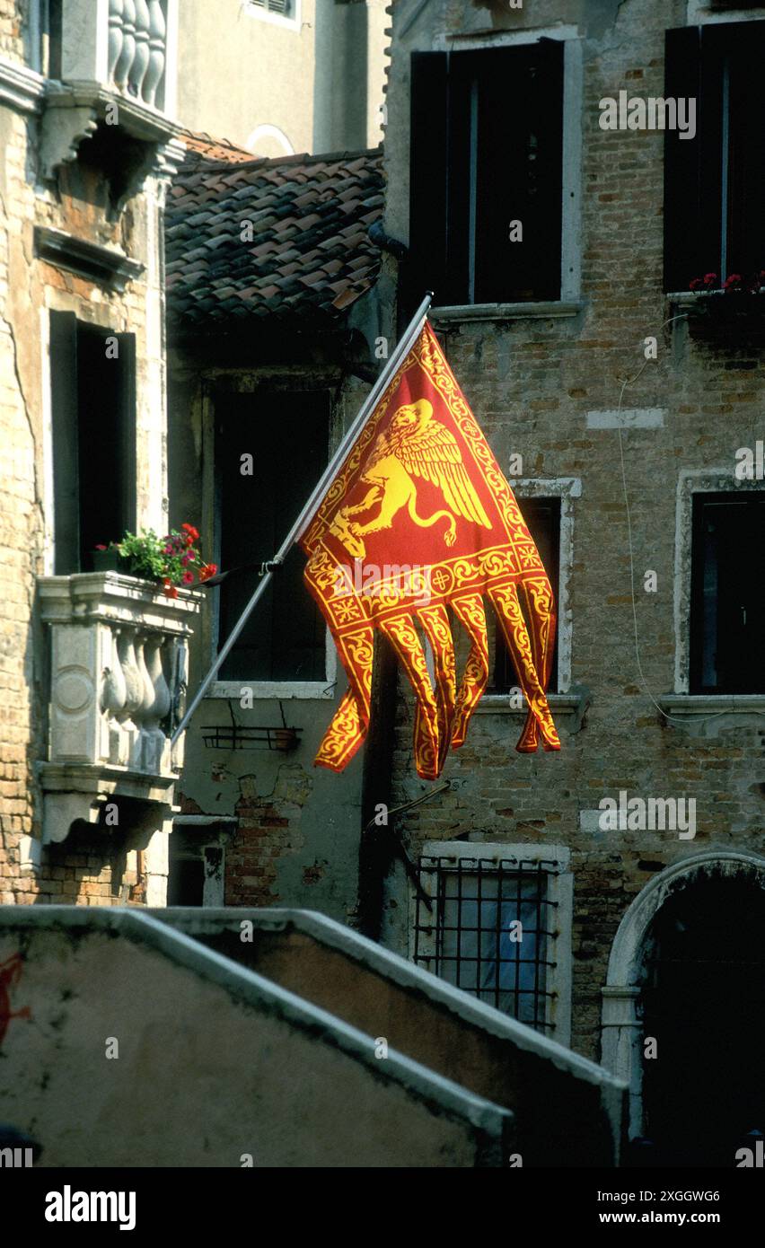 Bandiera della repubblica di Venezia, Venezia, Italia Foto Stock
