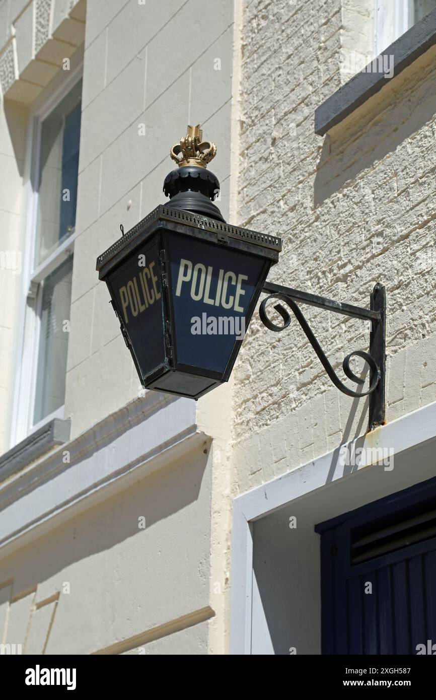 Luce della polizia a Saint Helier nel Jersey Foto Stock