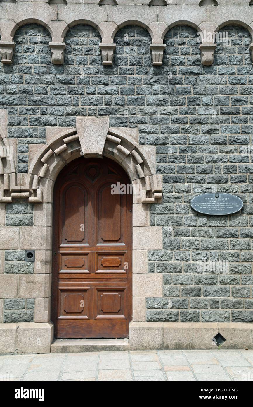 Battaglia della targa di Jersey al Jersey General Hospital di Saint Helier Foto Stock