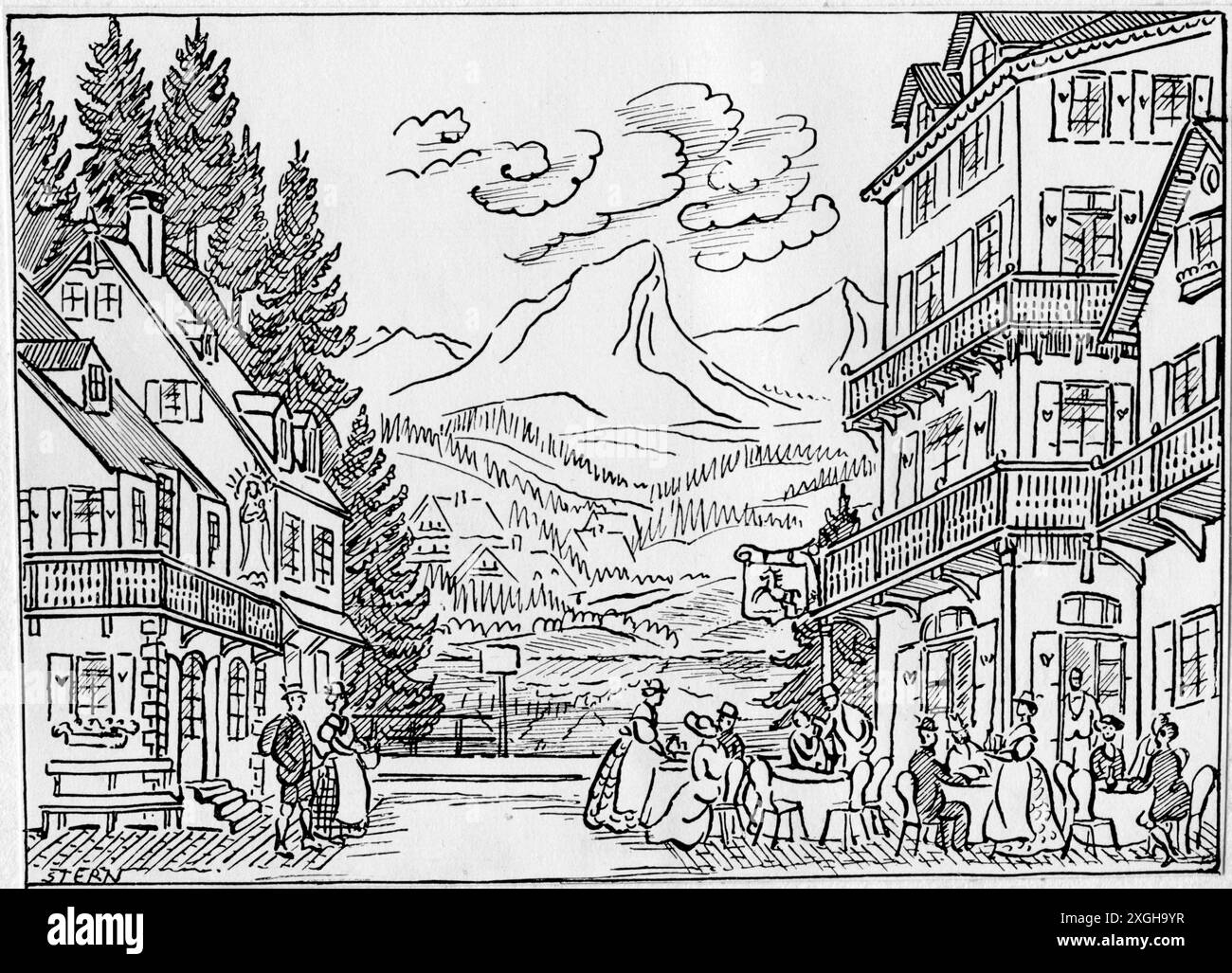 teatro/teatro, operetta, 'The White Horse Inn', di Ralph Benatzky, prima mondiale, scenografia, COPYRIGHT DELL'ARTISTA NON DEVONO ESSERE APPROVATI Foto Stock