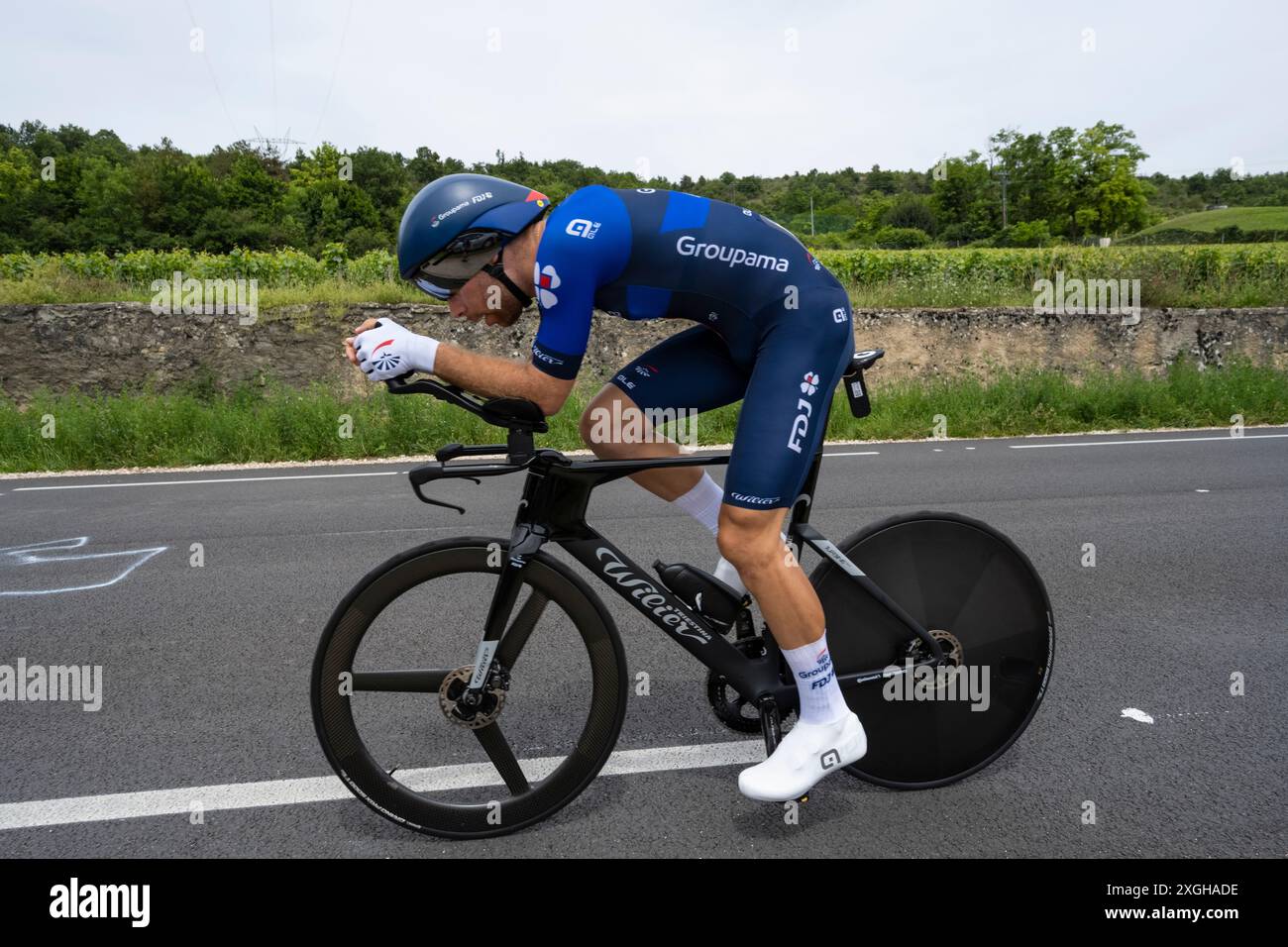 Clément Russo, Groupama-FDJ, 2024 Tour de france tappa 7 orario da Nuits-Saint-Georges a Gevrey-Chambertin, Borgogna, Francia. Foto Stock