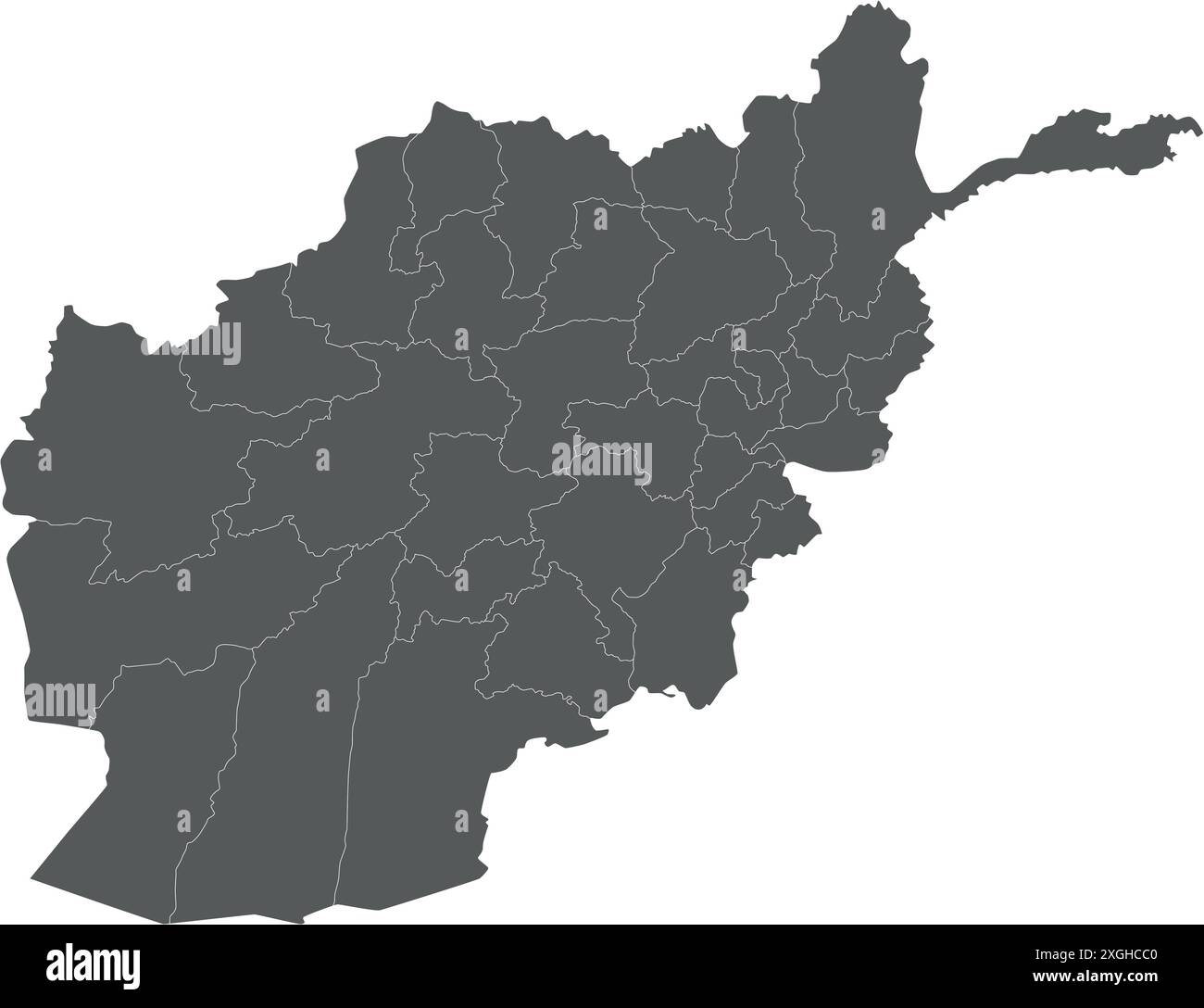 Mappa vettoriale regionale in bianco dell’Afghanistan con province o territori e divisioni amministrative. Livelli modificabili ed etichettati in modo chiaro. Illustrazione Vettoriale