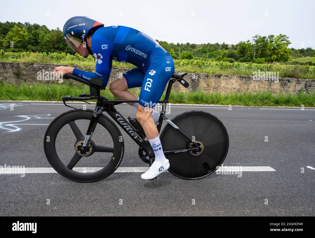 David Gaudu, Groupama-FDJ, 2024 Tour de france tappa 7 orario da Nuits-Saint-Georges a Gevrey-Chambertin, Borgogna, Francia. Foto Stock