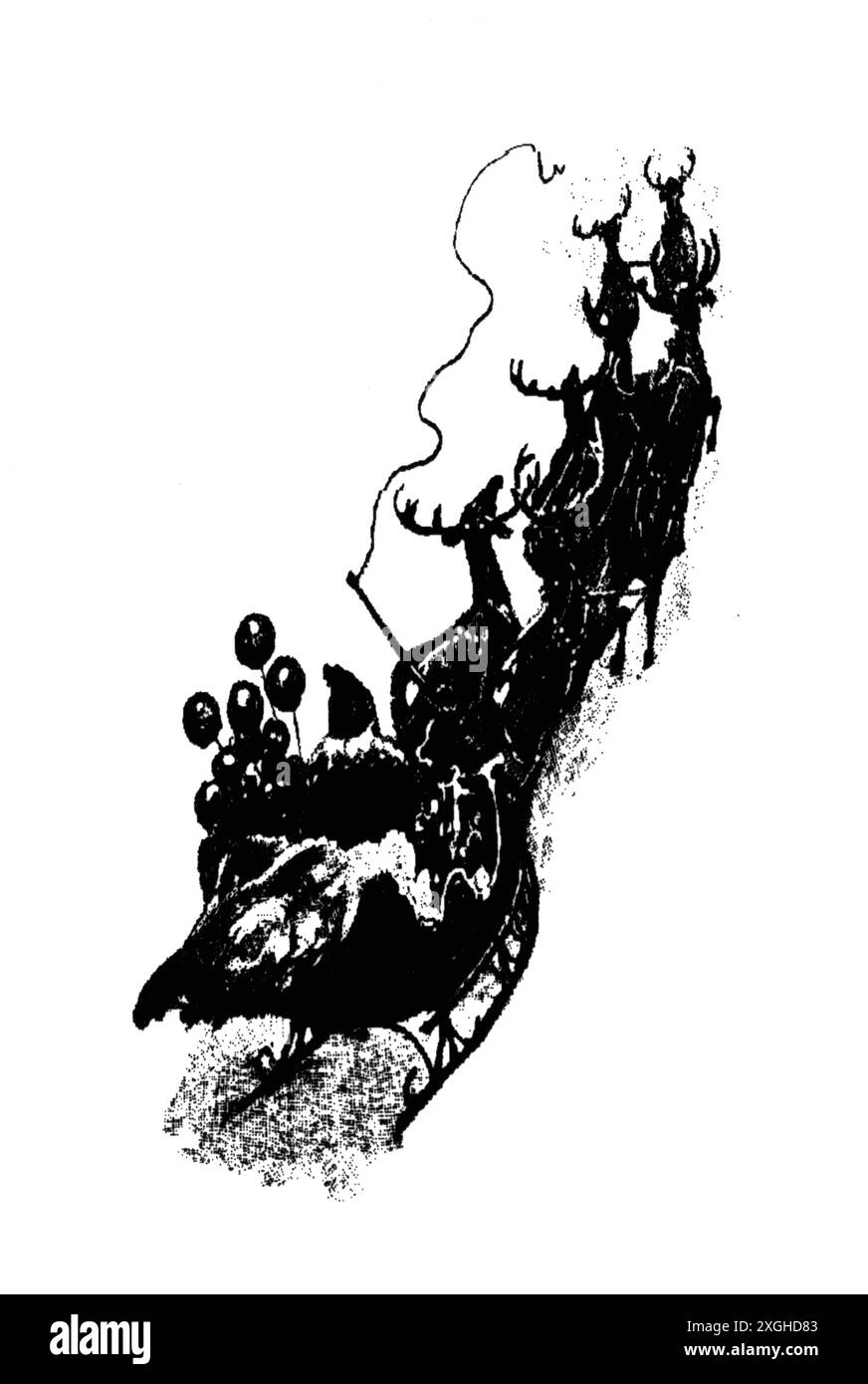 Natale, Babbo Natale / San Nicola, Babbo Natale che vola in slitta, incisione in legno, COPYRIGHT DELL'ARTISTA NON DEVONO ESSERE CANCELLATI Foto Stock