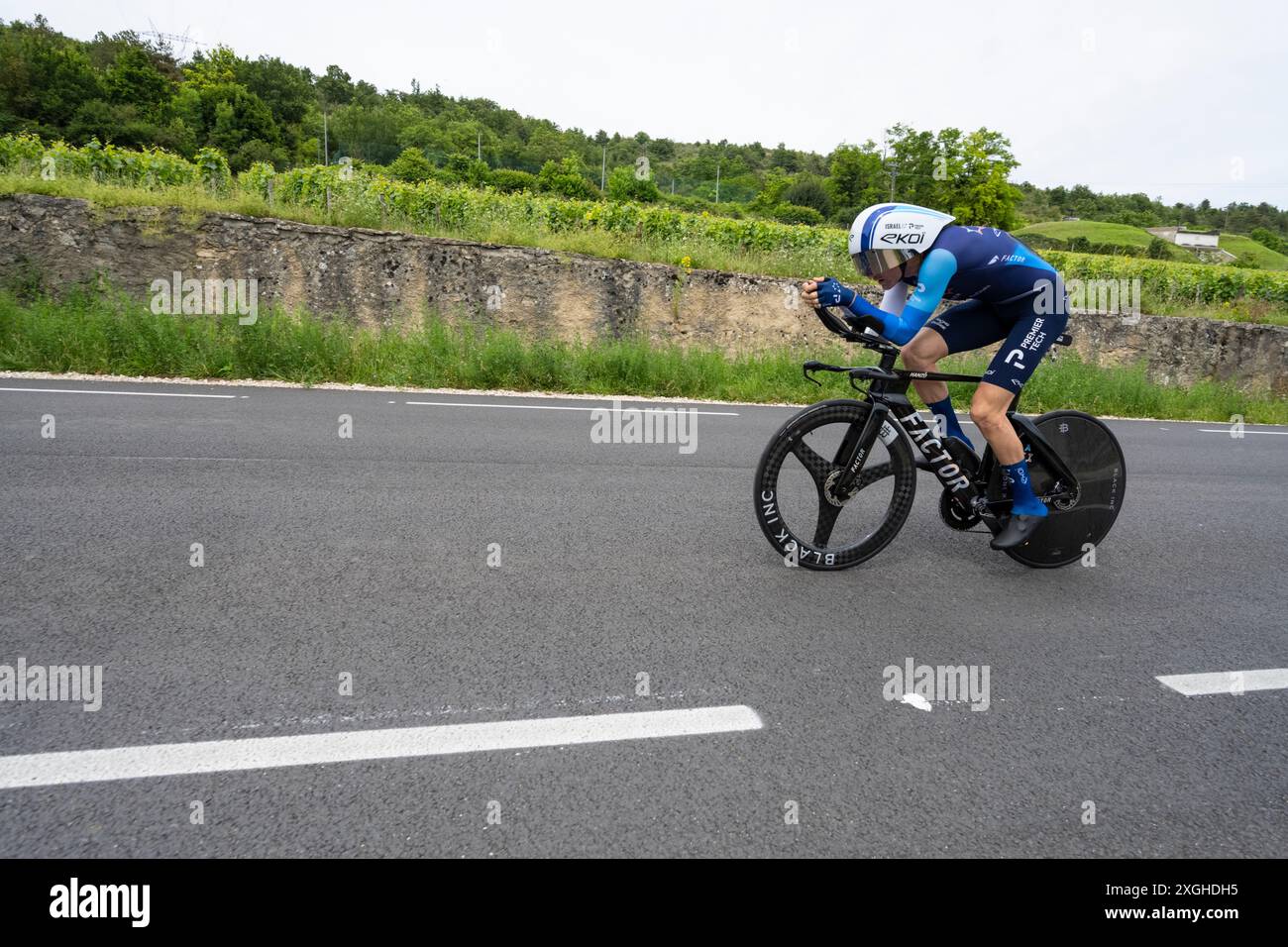 Hugo Houle, Israel-Premier Tech, 2024 Tour de france tappa 7 orario da Nuits-Saint-Georges a Gevrey-Chambertin, Borgogna, Francia. Foto Stock