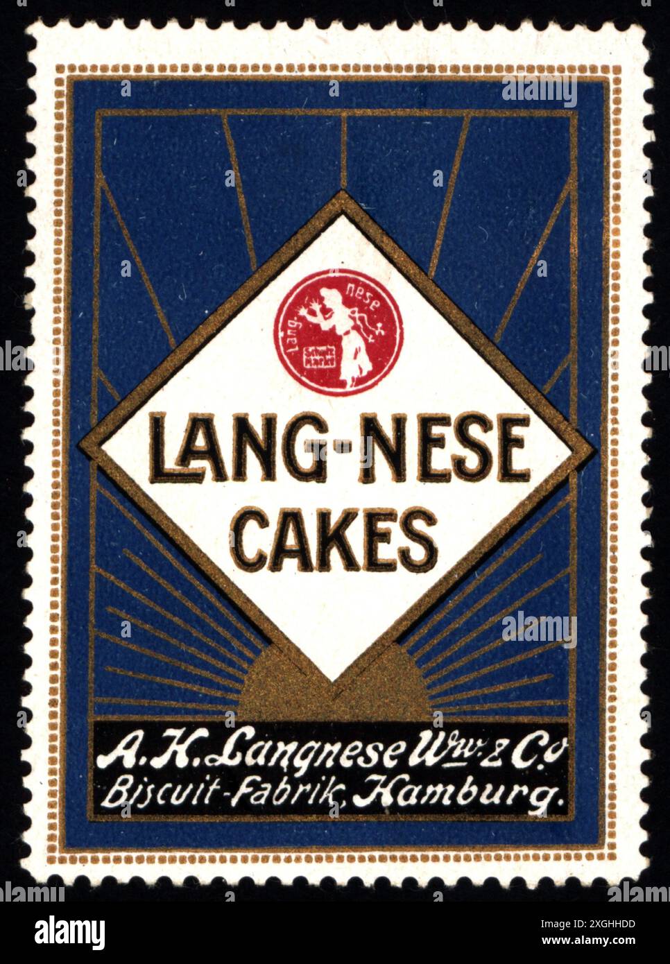 Pubblicità, dolci, torte Lang-Nese, A. K. Langnese Biscuit Factory, Amburgo, francobollo, ULTERIORI DIRITTI-CLEARANCE-INFO-NOT-AVAILABLE Foto Stock