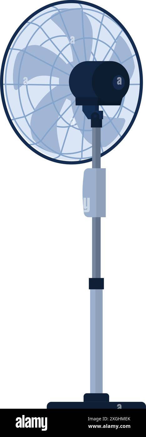 Ventola elettrica a piedistallo: Concetto di raffreddamento ad aria e rinfresco Illustrazione Vettoriale