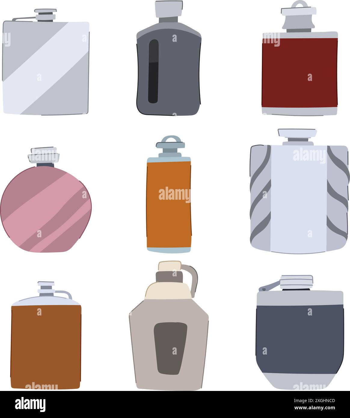 illustrazione del vettore cartoni animati con set di alcool per beute Illustrazione Vettoriale