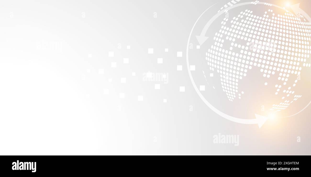 Sfondo di design moderno per modello di presentazione di report e progetti, sfondo di tecnologia astratta bianca, abstract grigio, linea a punti e circolare, Tec Foto Stock