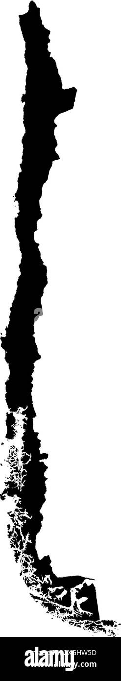 Illustrazione vettoriale silhouette mappa Cile Illustrazione Vettoriale