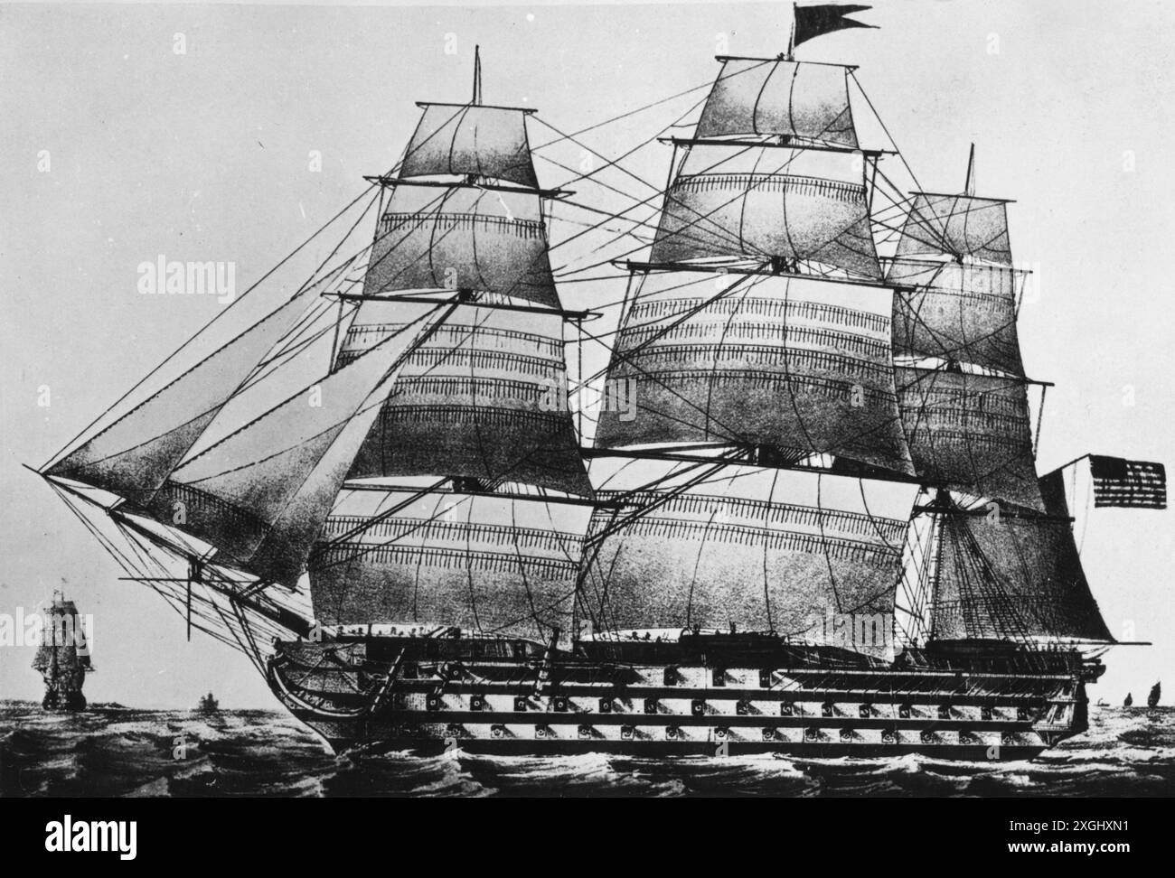 Trasporto / trasporto, navigazione, nave da guerra, USS Pennsylvania, commissionata nel 1837, BURNED 1861, ADDITIONAL-RIGHTS-CLEARANCE-INFO-NOT-AVAILABLE Foto Stock