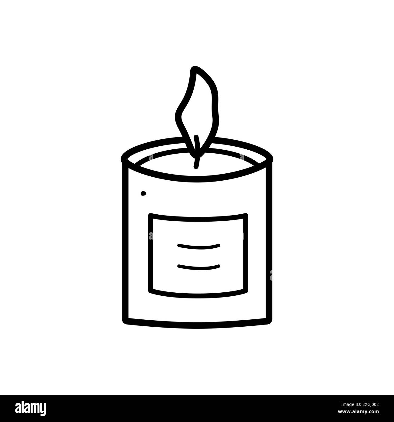 Icona di una candela in fiamme. Illustrazione vettoriale di una candela di cera. Isolato su bianco. Foto Stock