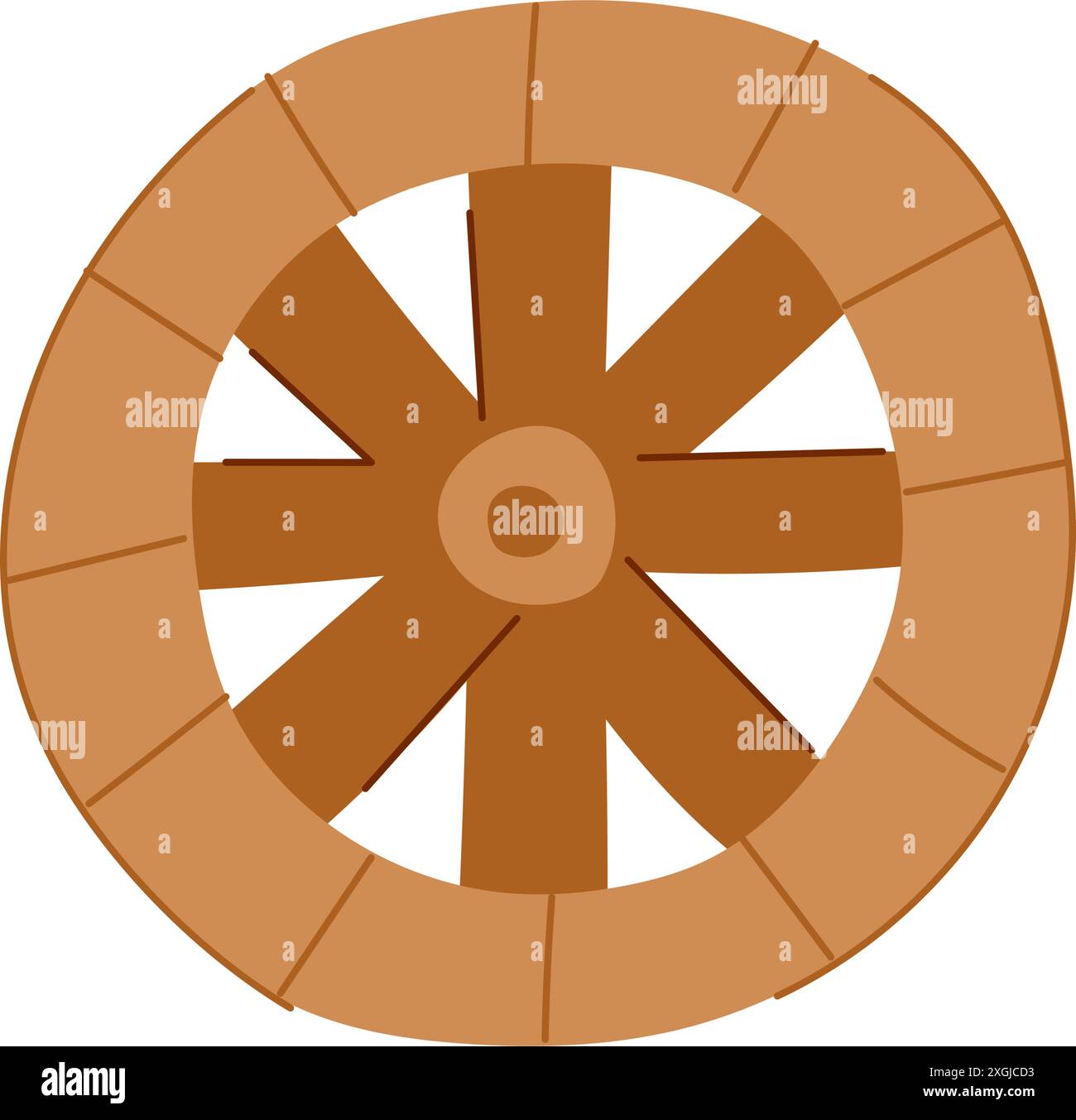 vecchia ruota antica antica illustrazione vettoriale dei cartoni animati Illustrazione Vettoriale