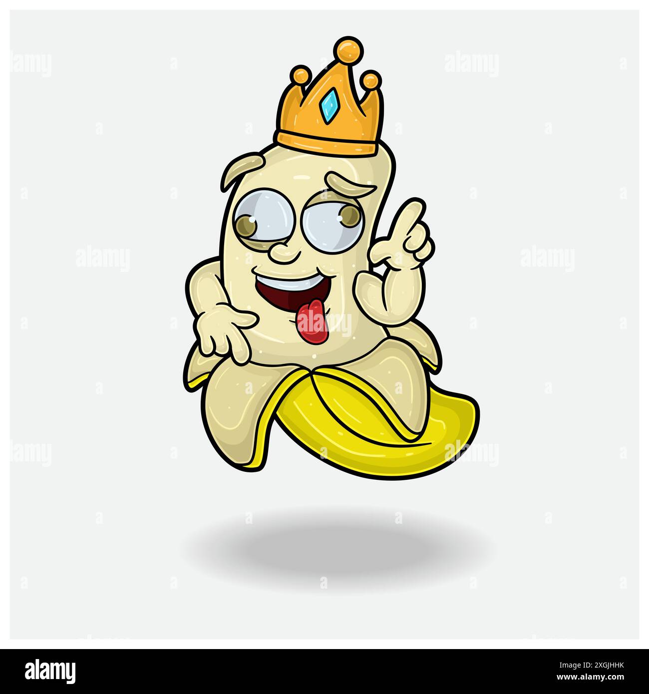 Cartoon personaggio di banana Mascot con espressione pazza. Per marchio, etichetta, imballaggio e prodotto. Illustrazioni vettoriali Illustrazione Vettoriale