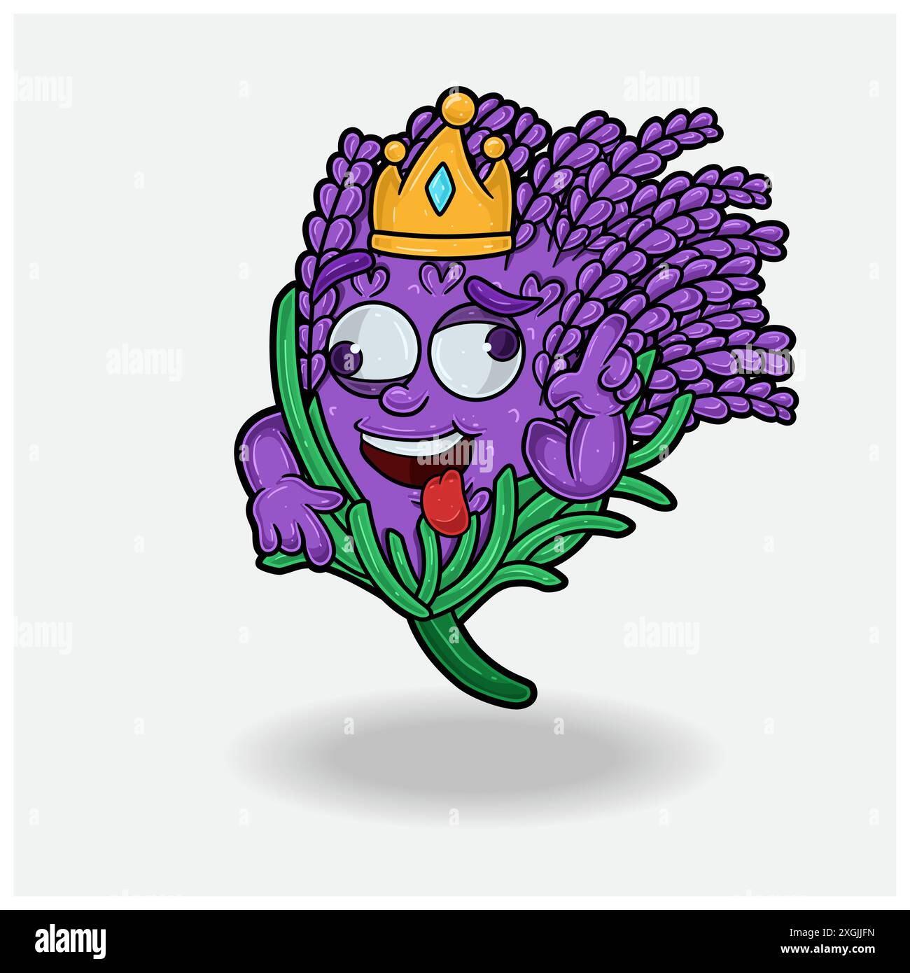 Espressione folle con Cartoon, il personaggio di Lavender Crown Mascot. Illustrazioni vettoriali Illustrazione Vettoriale