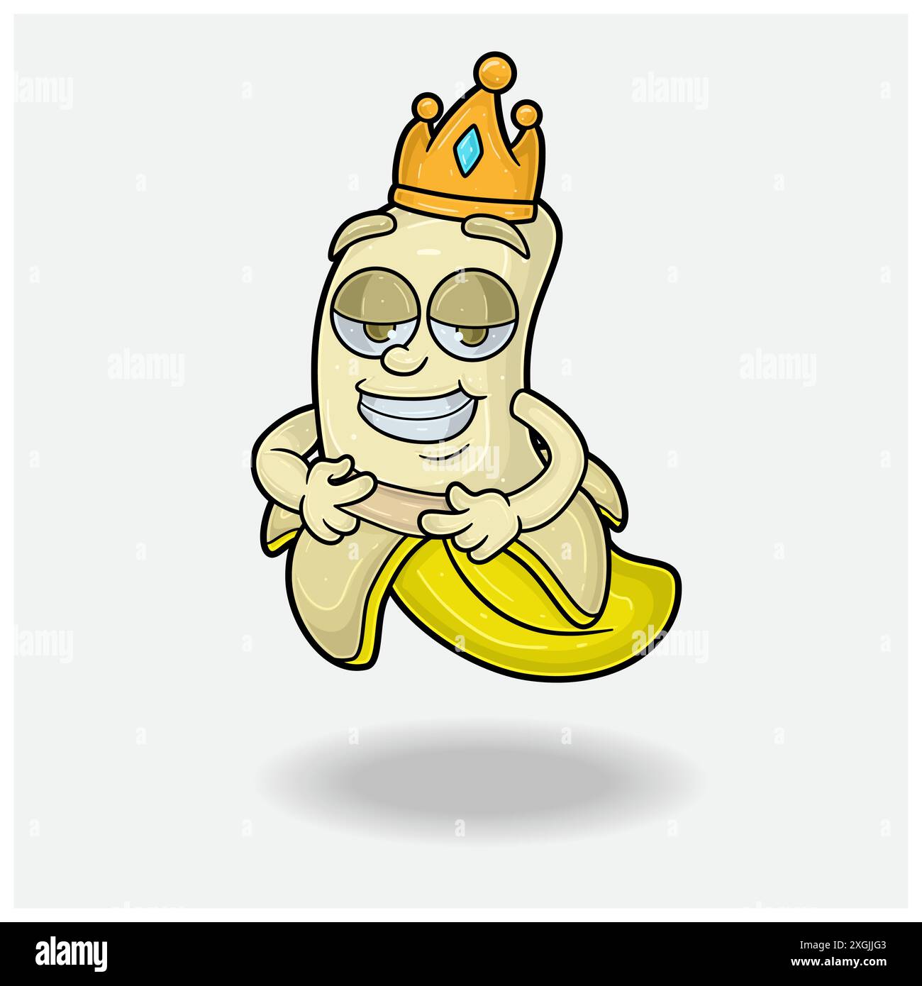 Personaggio di banana Mascot Cartoon with Love Said Expression. Per marchio, etichetta, imballaggio e prodotto. Illustrazioni vettoriali Illustrazione Vettoriale