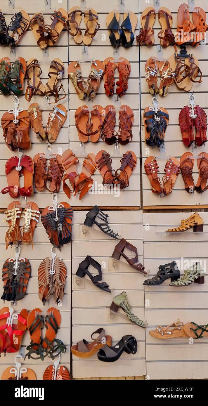 Sandali In Pelle Greca, Sandali Con Cinturino Posteriore, Scarpe Estive Aperte, Scarpe Basse Da Donna