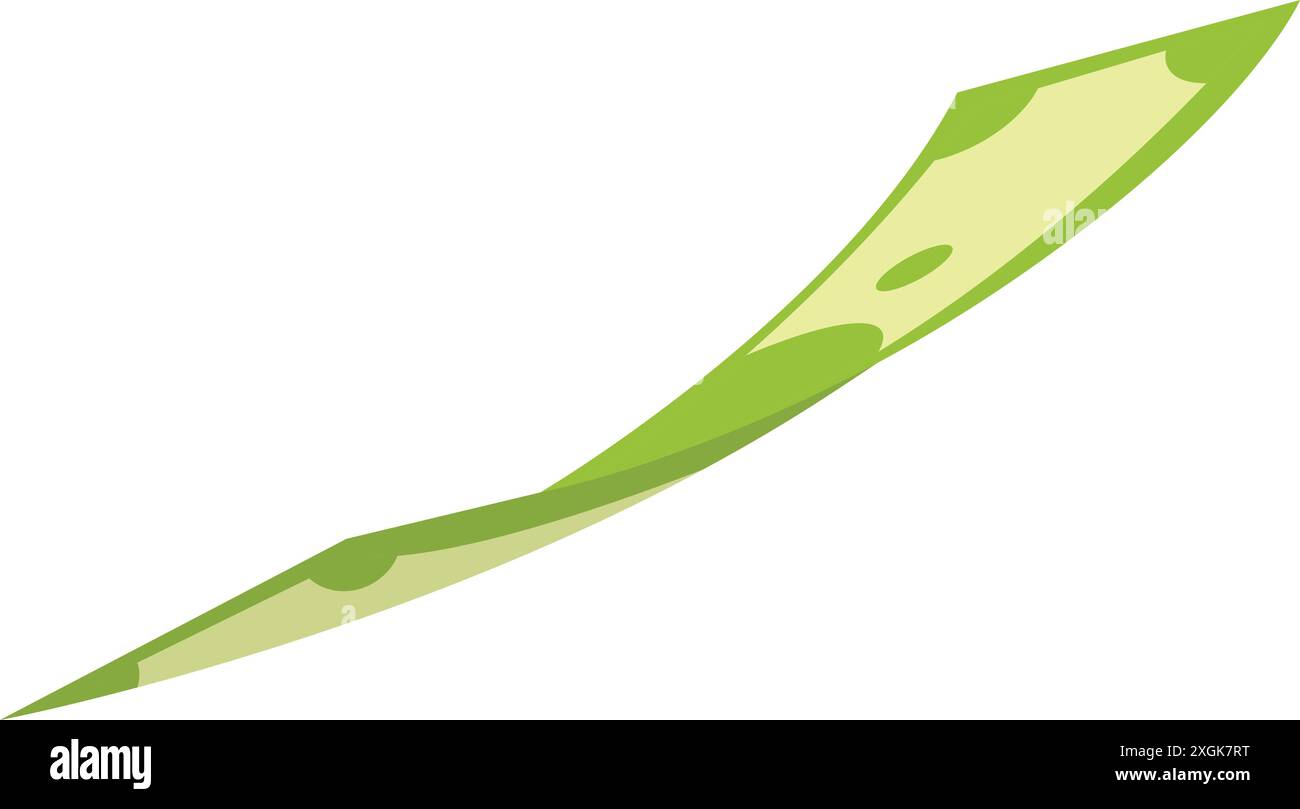 Banconota verde che vola via, concetto di perdita di denaro, problemi commerciali e finanziari Illustrazione Vettoriale