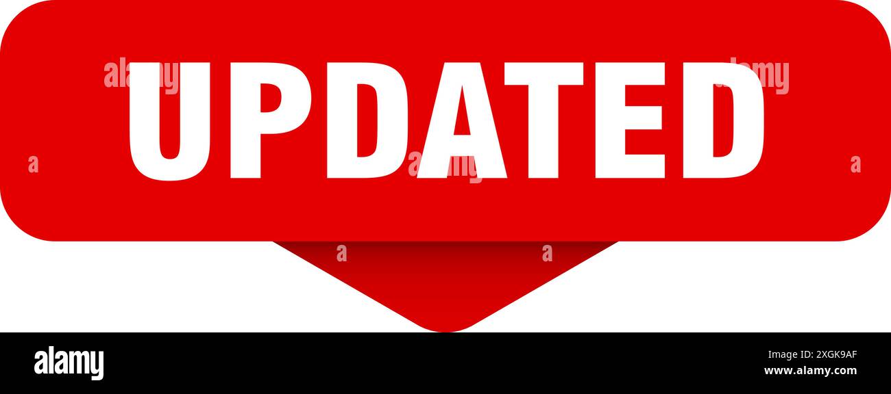 adesivo aggiornato. segnale aggiornato su sfondo trasparente. pulsante rettangolare Illustrazione Vettoriale