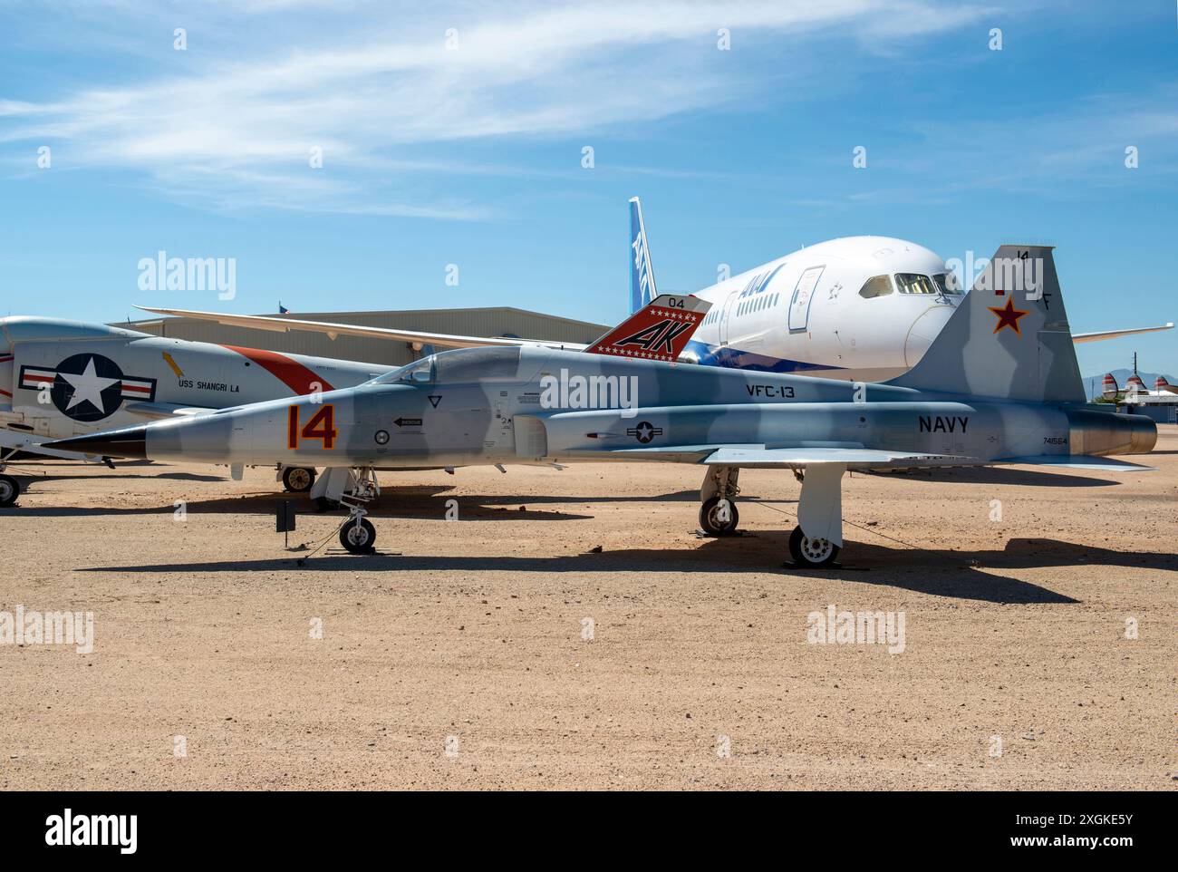 Northrop F-5E Tiger II Top Gun School Aircraft presso il Pima Air & Space Museum di Tucson, Arizona, USA Foto Stock