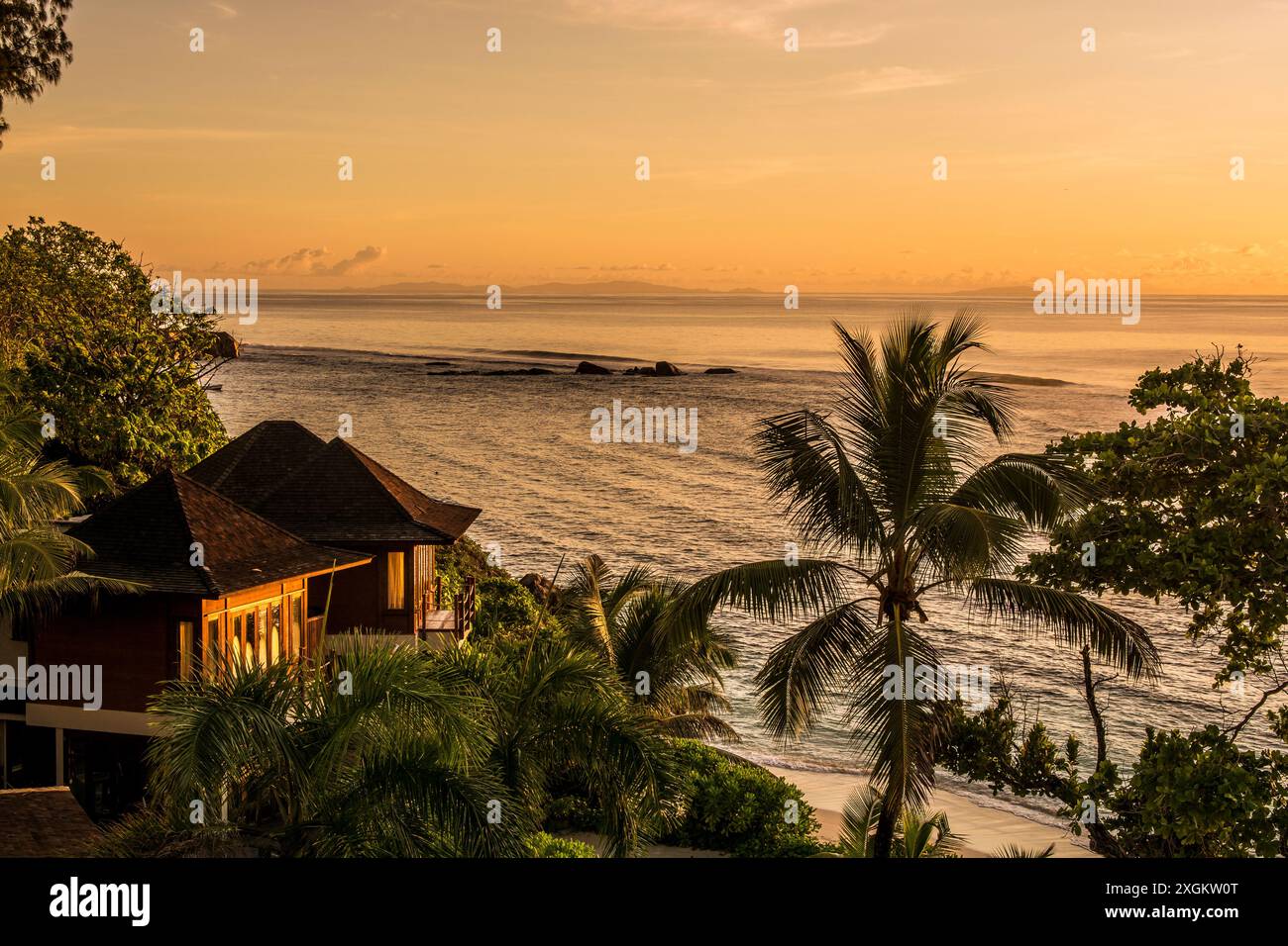 Hilton's Double Tree Resort & Spa, Mahe, Repubblica delle Seychelles, Oceano Indiano. Foto Stock