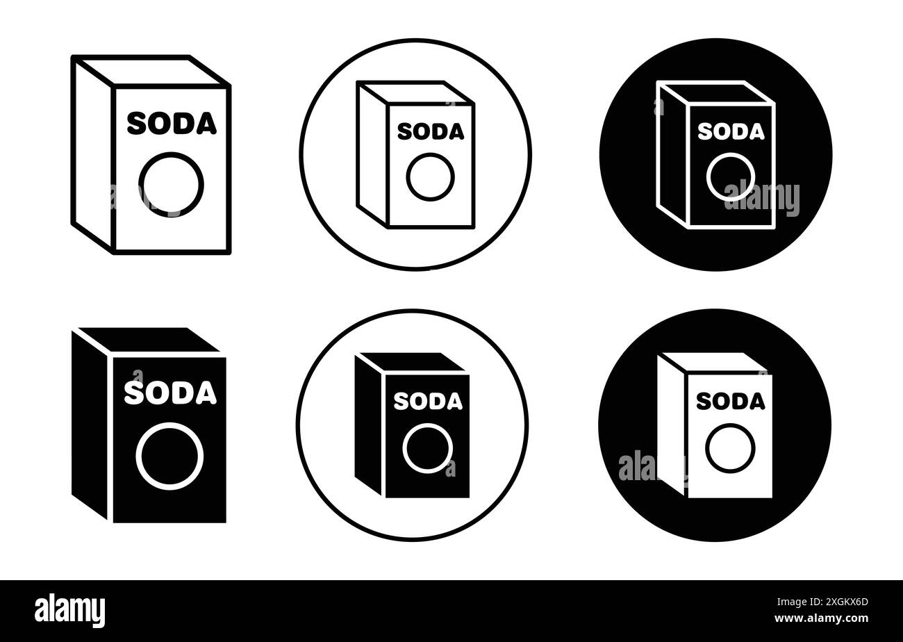 contorno vettoriale del logo dell'icona bicarbonato di sodio in bianco e nero Illustrazione Vettoriale