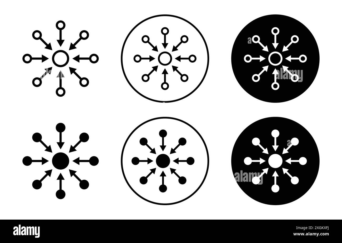 Simbolo del logo con icona centralizzata contorno vettoriale in bianco e nero Illustrazione Vettoriale