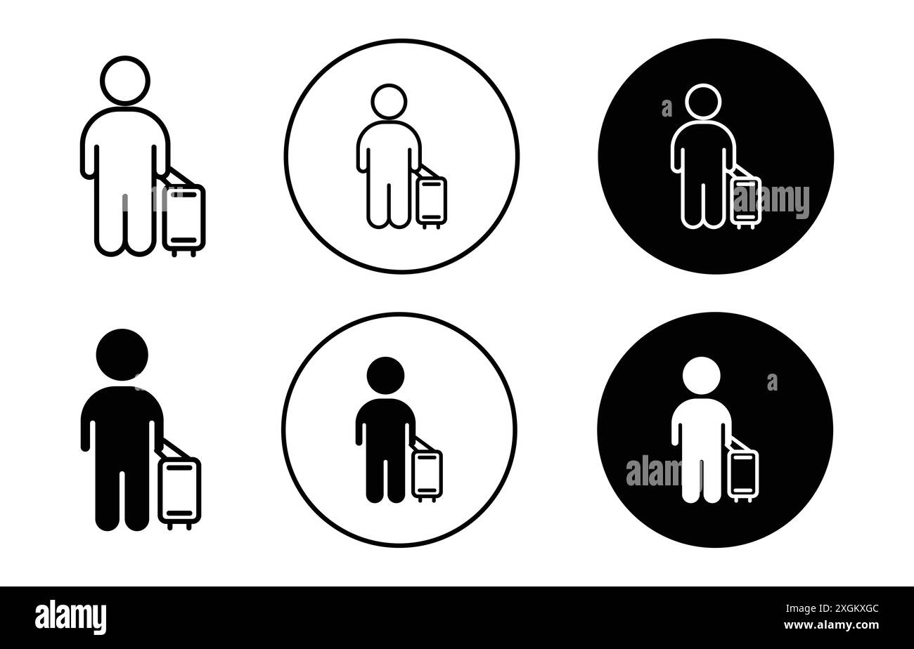 Il logo dell'icona ospite indica il contorno vettoriale in bianco e nero Illustrazione Vettoriale