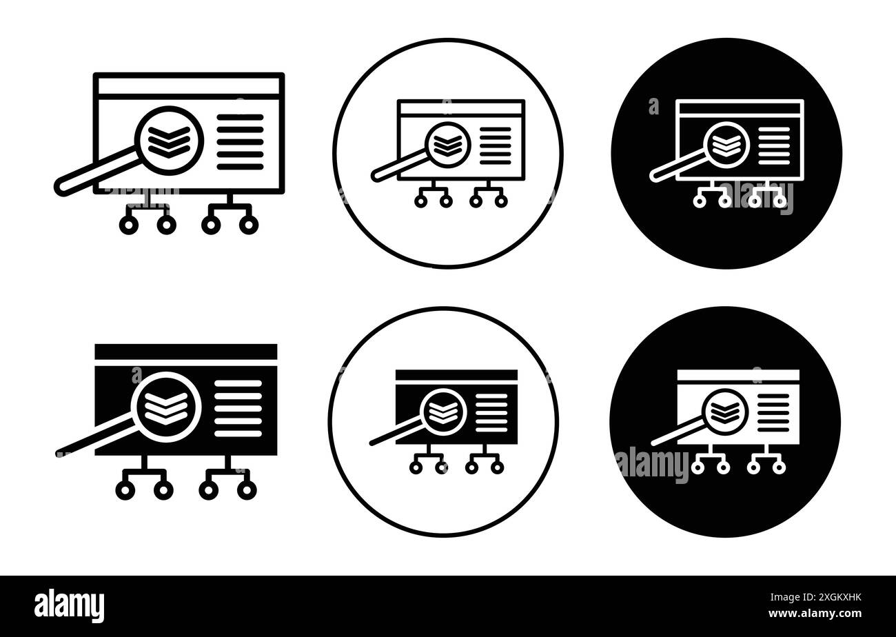 icona di classificazione, logo, contorno vettoriale in bianco e nero Illustrazione Vettoriale