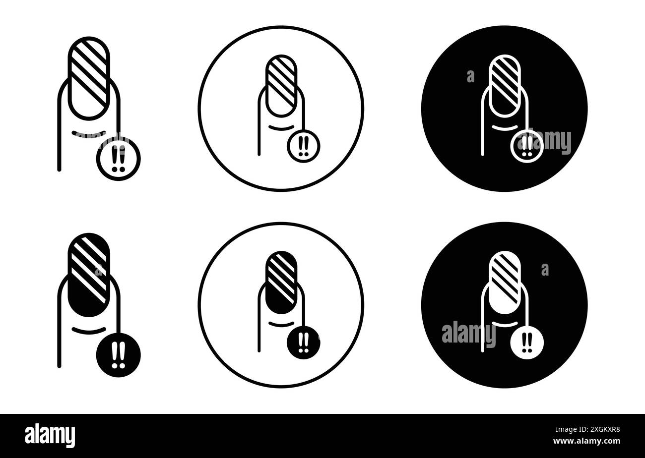 Icona a forma di fungo per unghie, logo, contorno vettoriale in bianco e nero Illustrazione Vettoriale